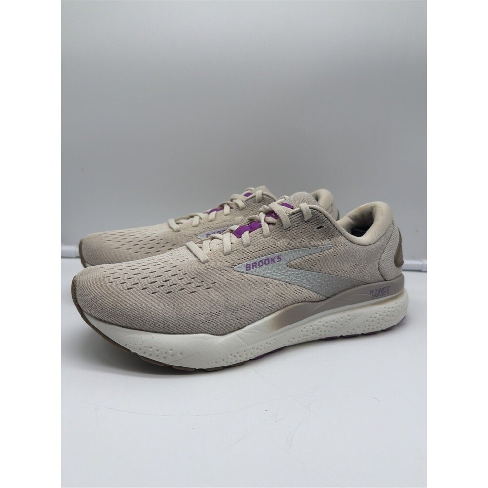 Brooks Ghost Shoes Womens Size 9.5 Beige Mesh Running Sneakers 1204071B251